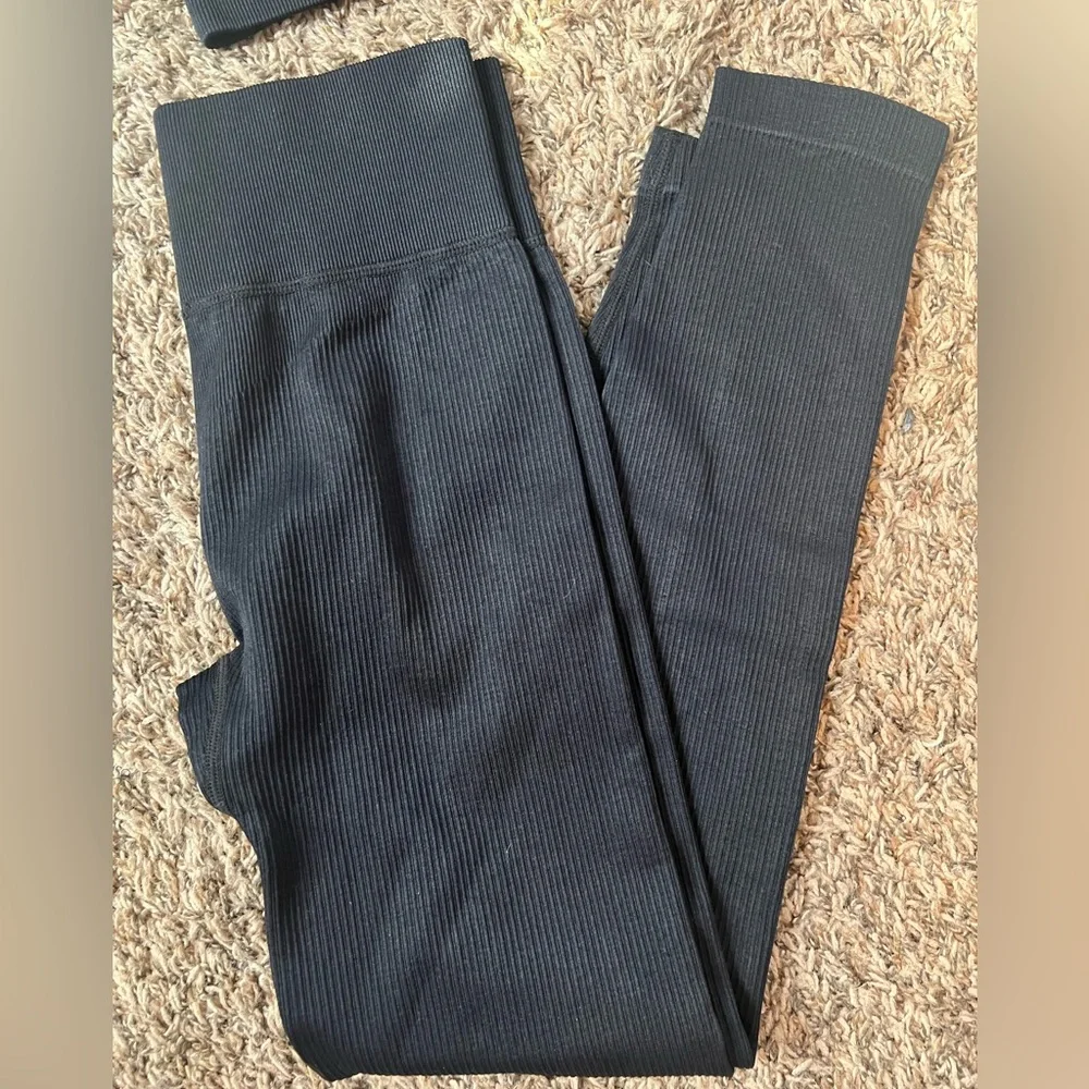 women’s viral OQQ slimming workout set ribbed black size medium NEW IN package - Picture 3 of 4